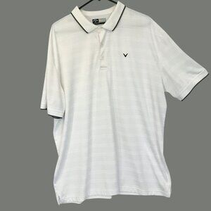 Callaway Opti Dri Men's 3-Button Golf Polo Shirt Size XXL in Gray White Stripe